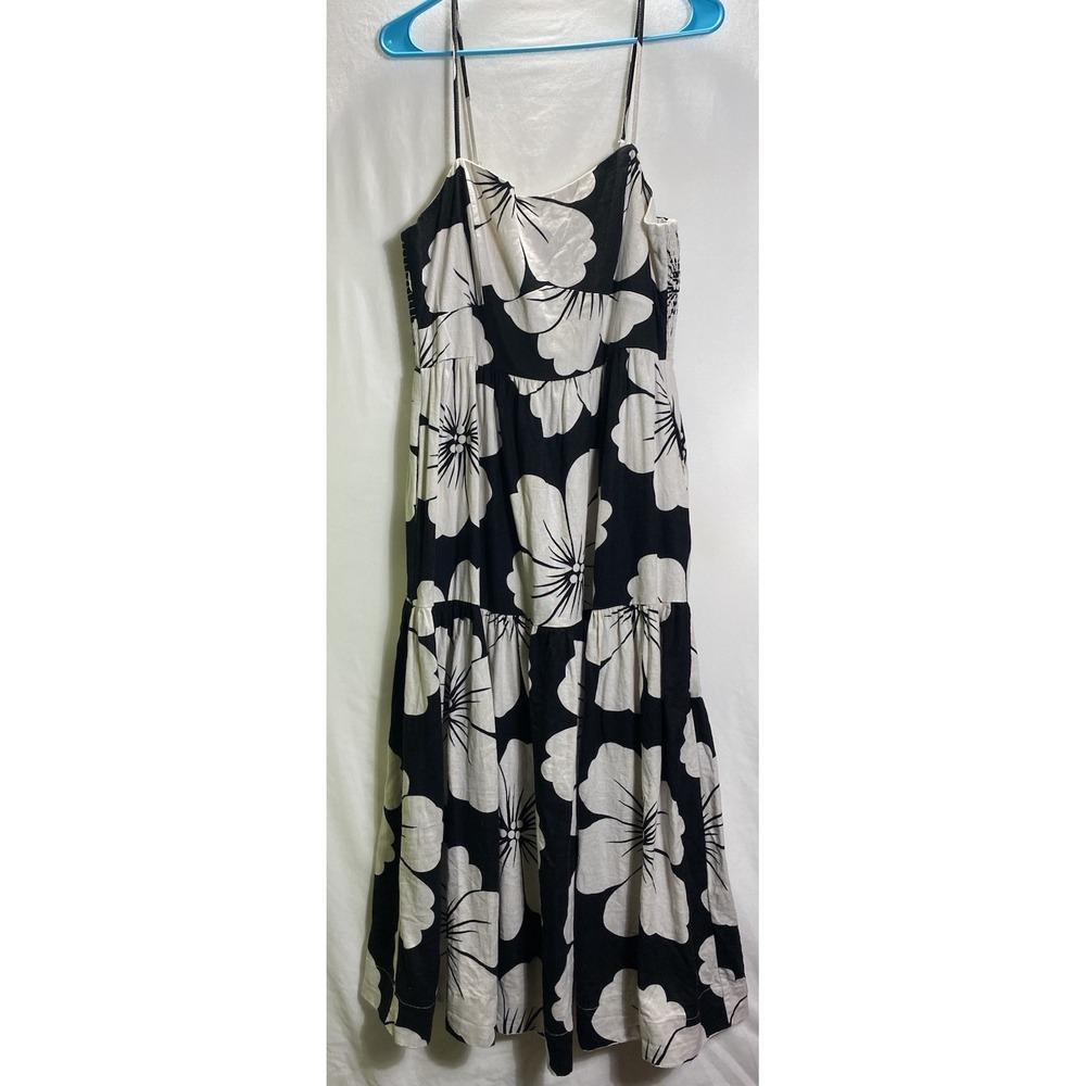 Rachel Zoe Womens Large Black & White Floral Spaghetti‎ Straps Dress Casual Boho